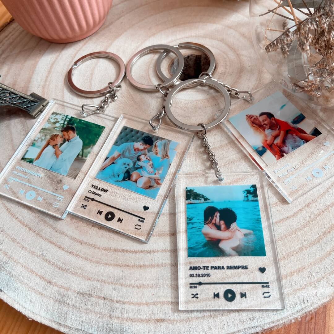 Customized keychain with photo and unique song choice